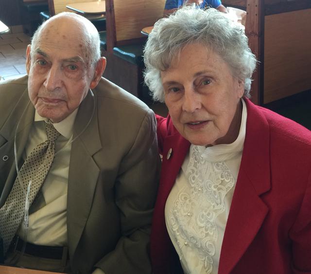 Billie Sue Kibbons, left, and her husband, Dr. Jerry Kibbons, faculty emeriti at Campbellsville University, celebrated their 64th wedding anniversary with a luncheon at Garcia's today. Mrs. Kibbons is a member of the Campbellsville University Patrons of the Visual Arts and is a 1975 graduate of Campbellsville University. Dr. Kibbons taught at CU 1964 until 1992. (Campbellsville University Photo by Debbie Carter)