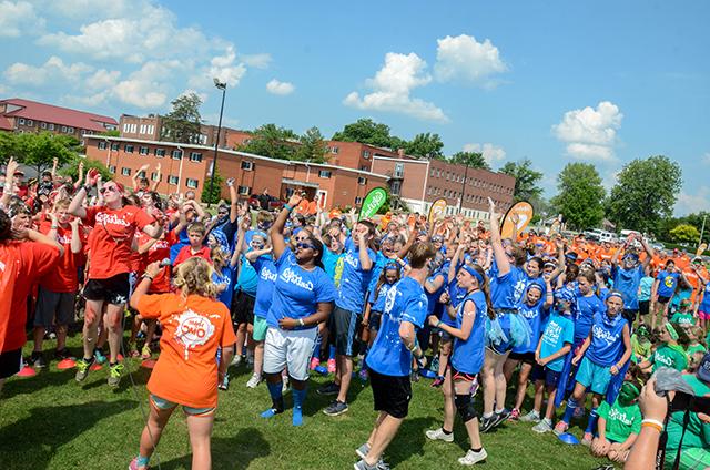 Centri-Kid students participate in “Mass Chaos” on the campus of Campbellsville University  during one of their camps. 